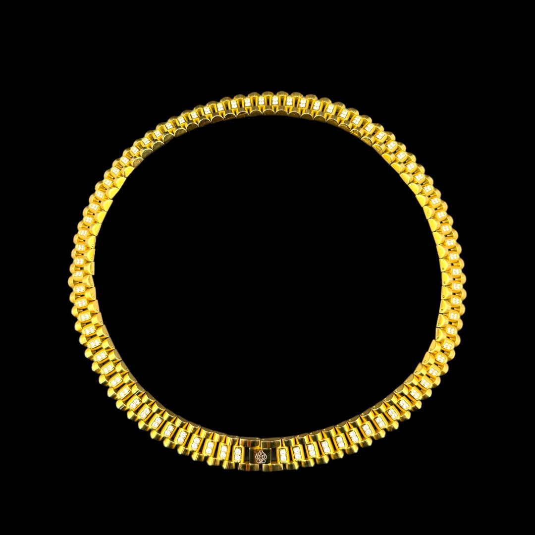 iced out presidential link gold necklace 16mm