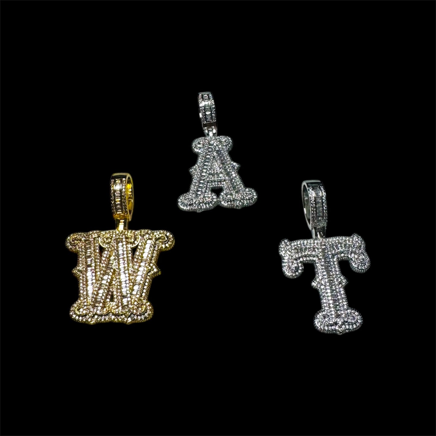 iced out initial pendant top