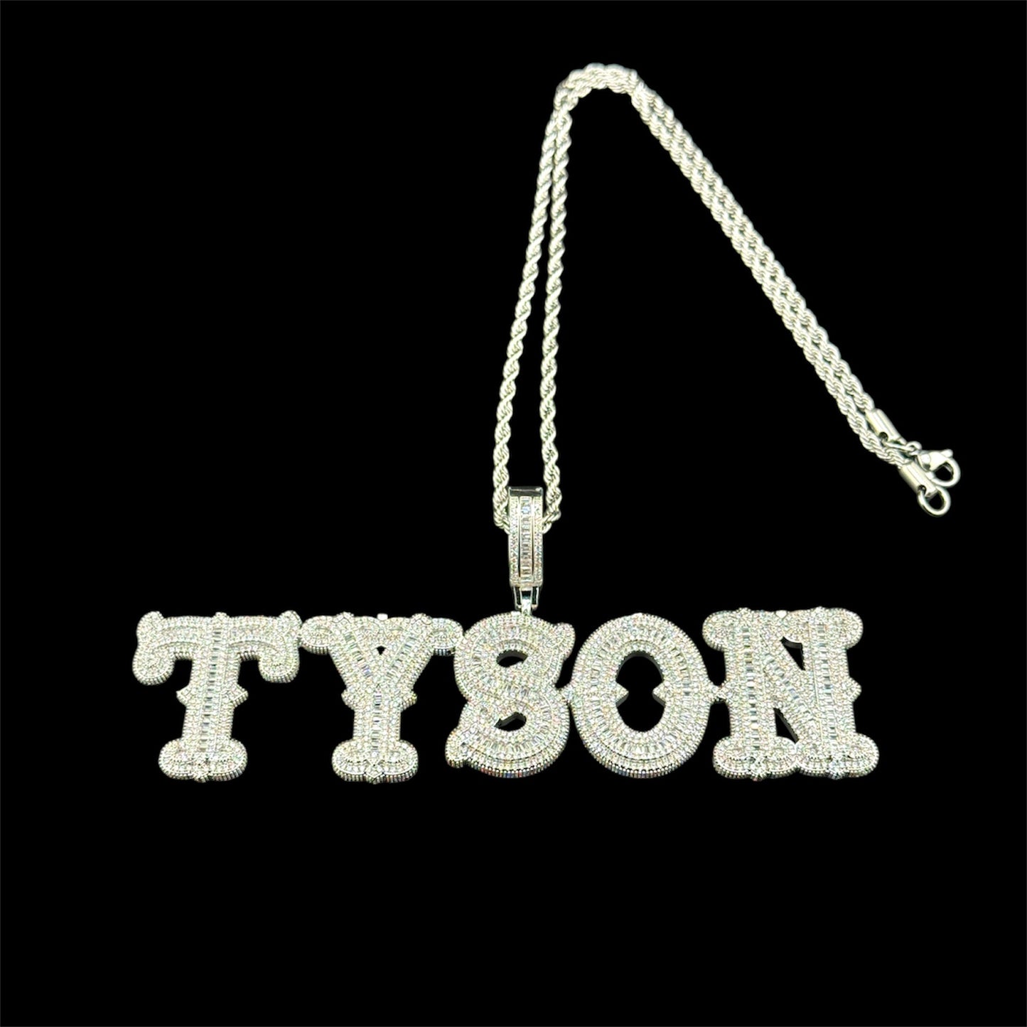iced out initial pendant top silver(custom)