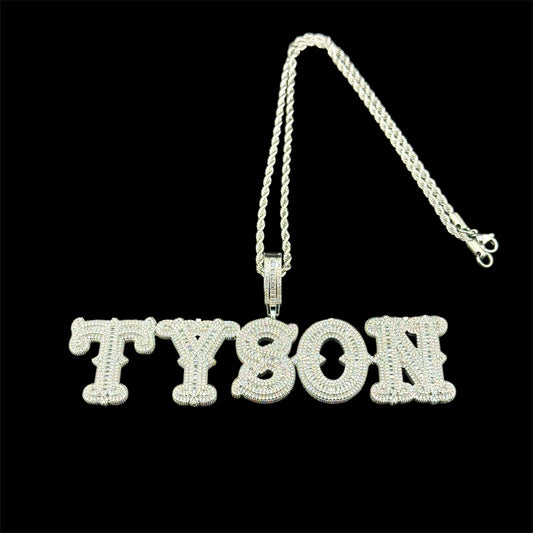 iced out initial pendant top silver(custom)