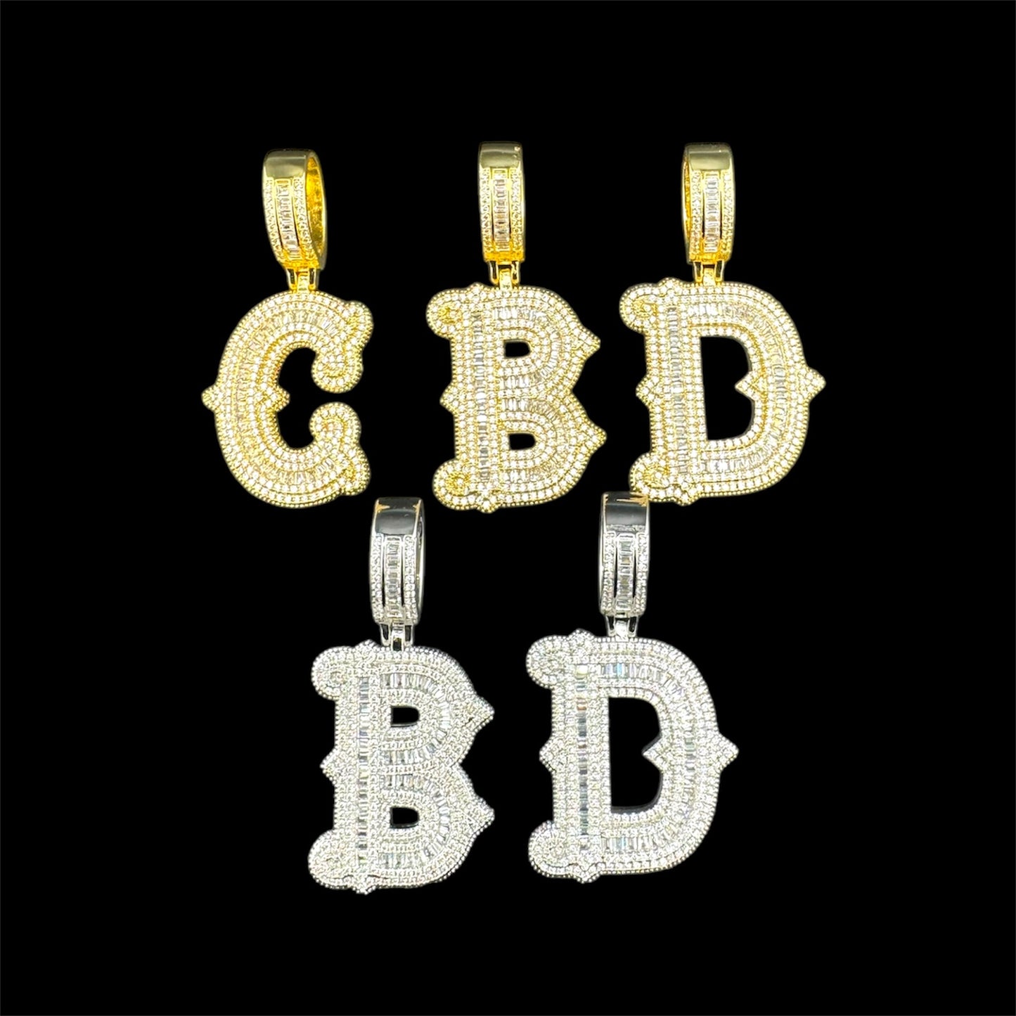 iced out initial pendant top