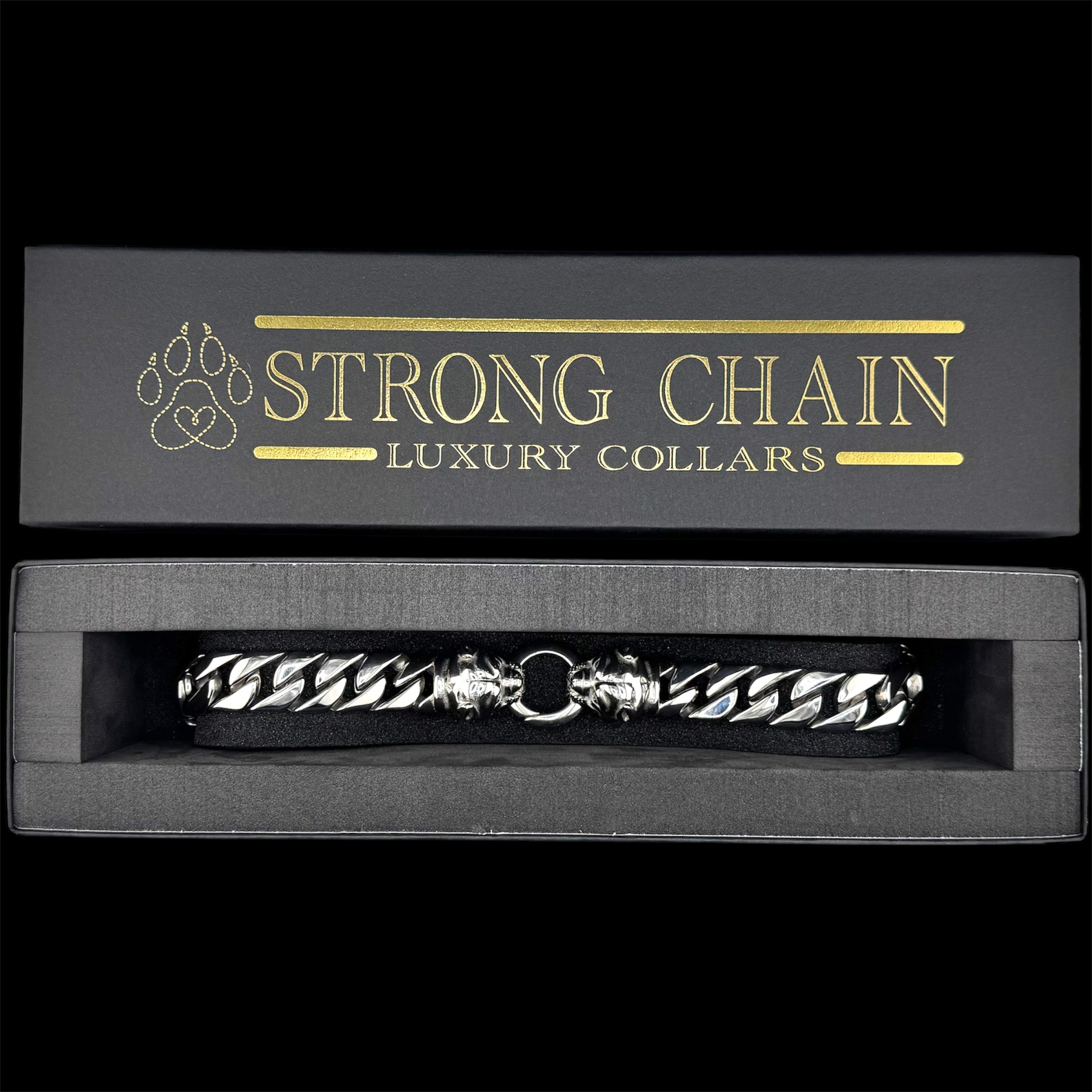 SMALL CUBAN CHAIN COLLAR(bully head) – STRONG CHAIN