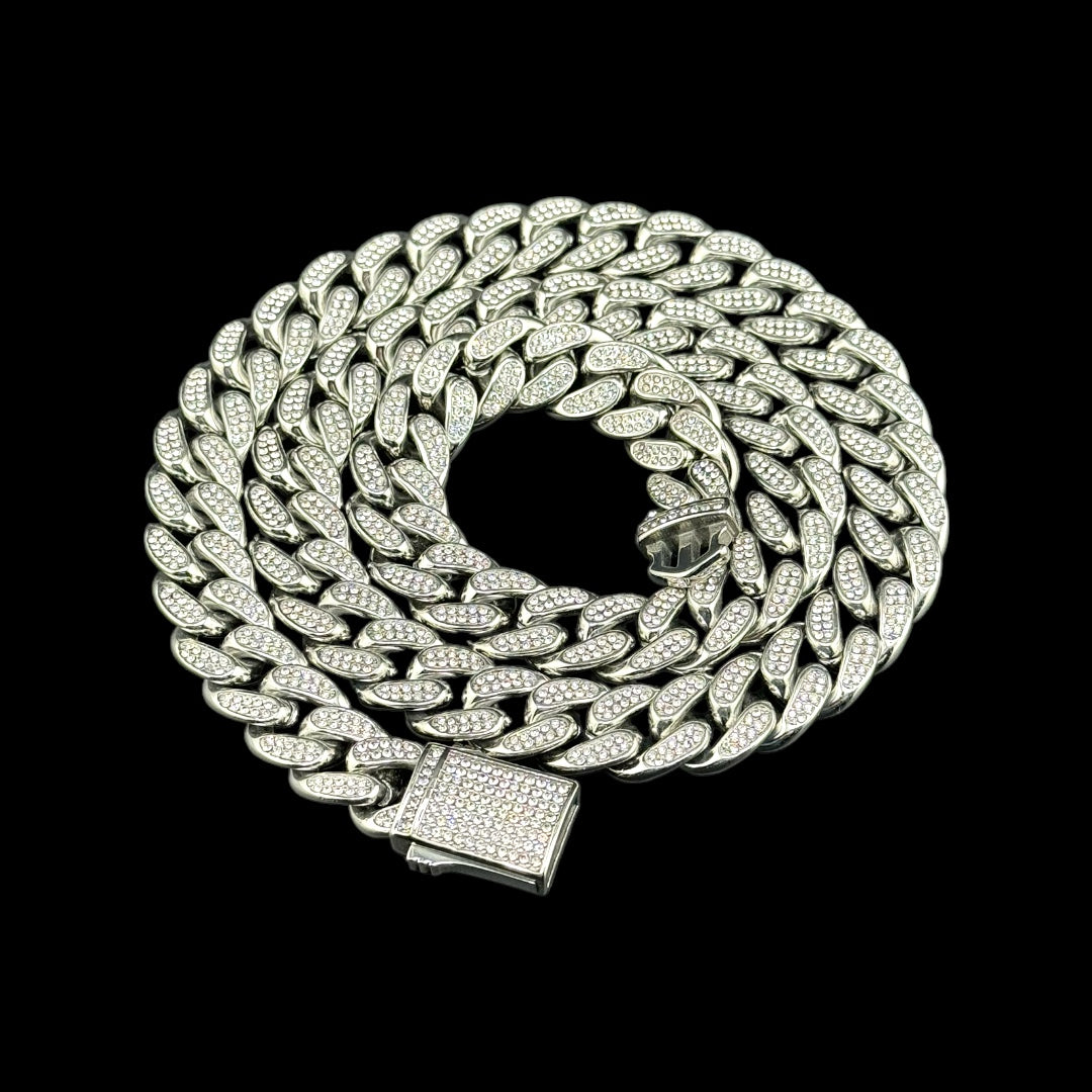 iced out cuban white gold chain 16mm