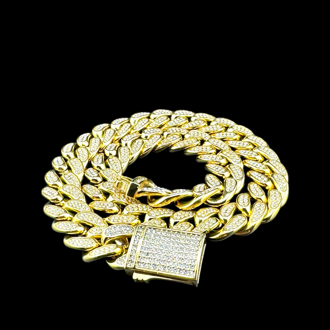 iced out cuban gold chain 16mm